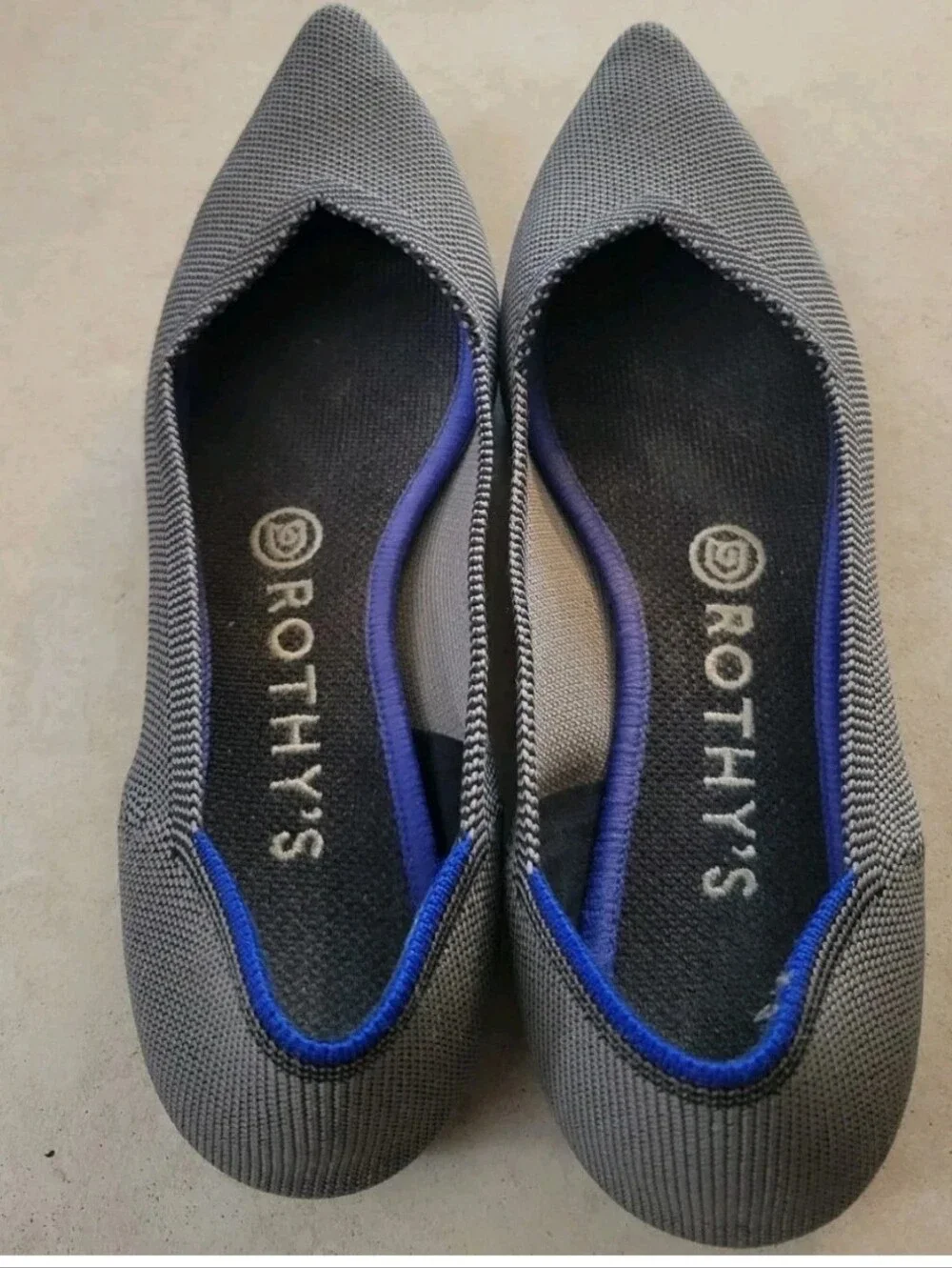 Rothy's The Point Classic Cloud Grey Knit Ballet Flats Sandals Shoes Comfort 7.5